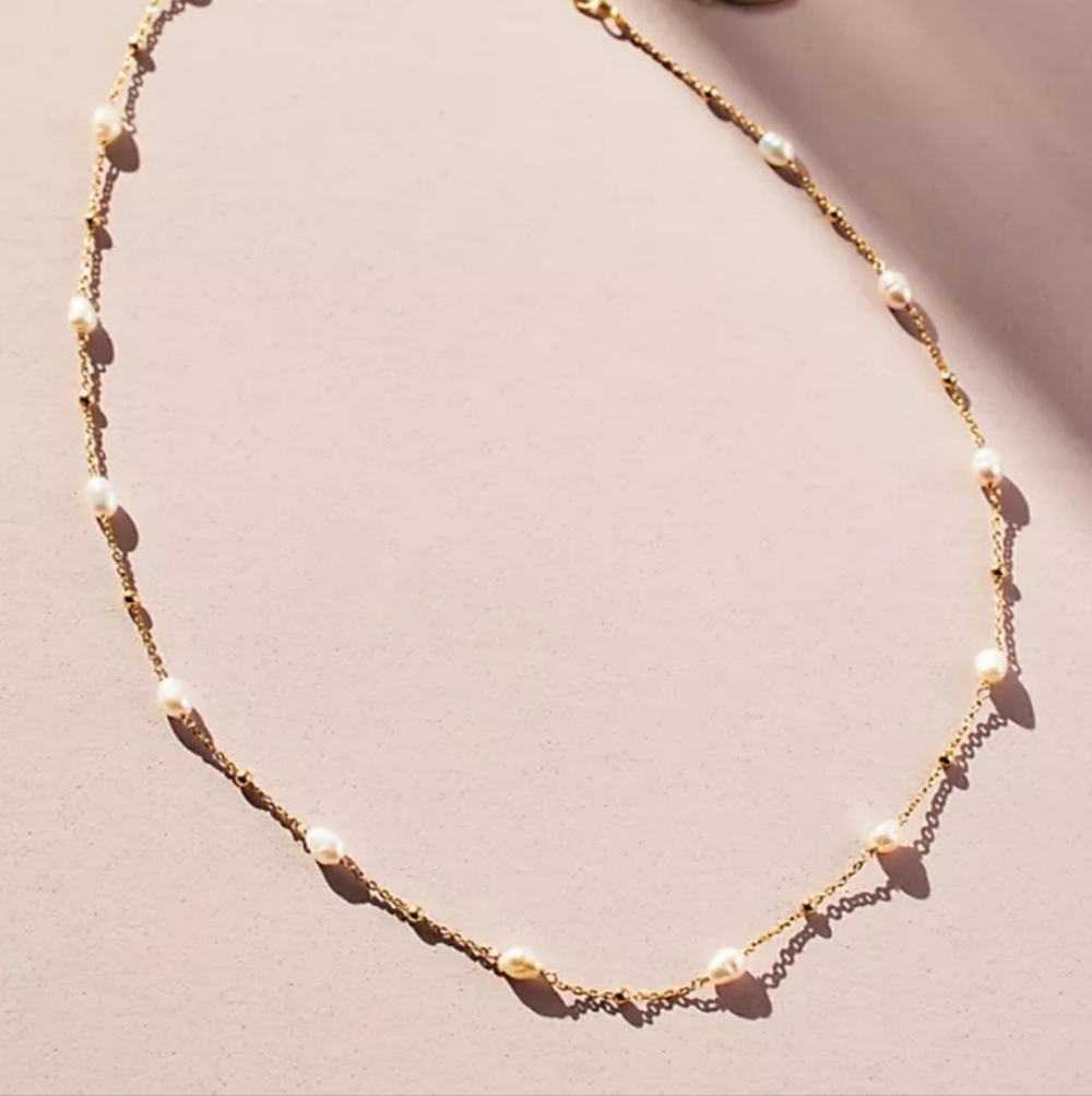 Anthropologie Pearl Station Necklace